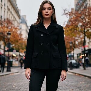 Michael Kors Classic Black Wool Pea Coat